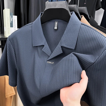 Portofino Textured Knit Shirt - Blue - Elavure