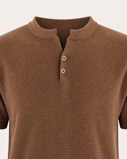 Carrara Textured Knit Polo collar and textured knit detail