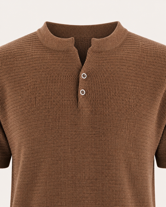 Carrara Textured Knit Polo collar and textured knit detail